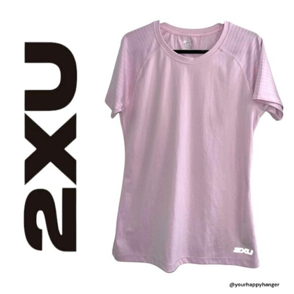 2XU Vent Mesh Lightweight Reflective active run crew Workout Shirt baby pink Med - Picture 1 of 5